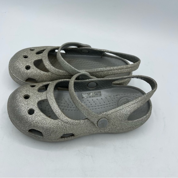 CROCS Shoes Crocs Baby Girls Silver Glitter Size C Round Toe Slip